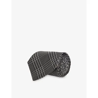 Dunhill Mens  Check Silk Tie In Black
