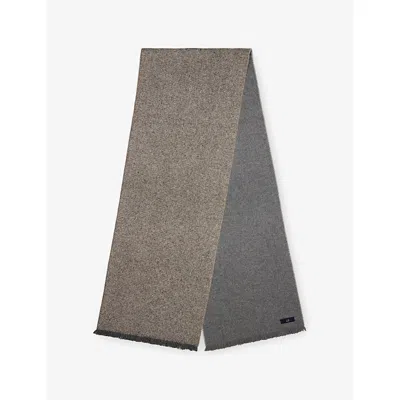 Dunhill Mens Oatmeal Grey Donegal Bi-colour Cashmere Scarf In Gray