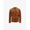 Dunhill Mens Tan Funnel-neck Flap-pocket Regular-fit Suede Jacket In Tan