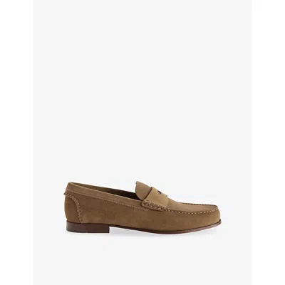 Dunhill Mens Khaki Heddon Suede Loafers Eur 41 / 7 Uk In Brown