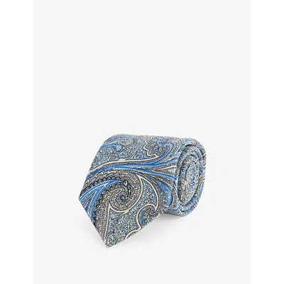Dunhill Mens Royal Blue Paisley-print Silk T