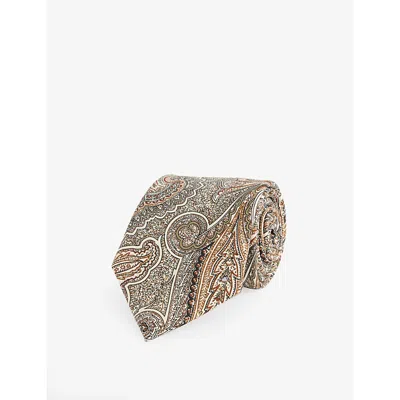 Dunhill Mens Taupe Paisley-print Silk T