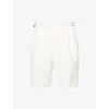 Dunhill Mens White Pleated Relaxed-fit Linen Shorts