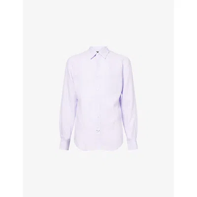 Dunhill Mens Lavender Pointed-collar Regular-fit Linen Shirt In Multi