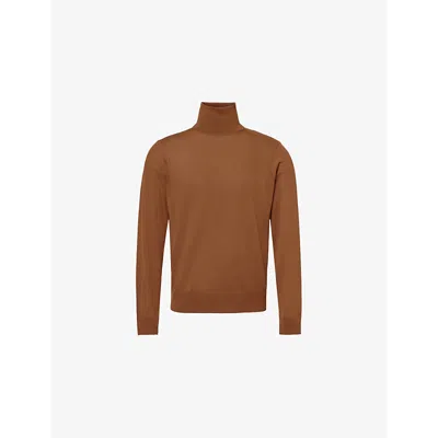 Dunhill Mens Turtleneck Knitted Cashmere Jumper Whiskey