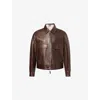 Dunhill Mens Coffee Flight Long-sleeve Leather Jacket In Brown