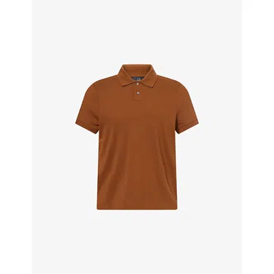Dunhill Mens  Short-sleeves Regular-fit Cotton And Silk Polo Shirt In Orange