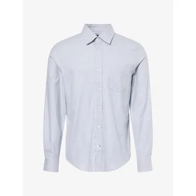 Dunhill Mens Giza Cotton And Cashmere Shirt Grey Pale Blue Xl In White