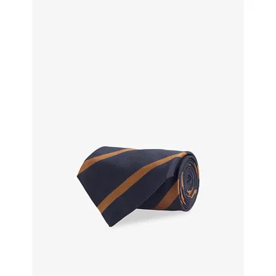 Dunhill Mens Hazelnut Striped Silk Tie In Multi