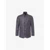 Dunhill Mens Heather Lilac Windowpane Checked Wool-cashmere Blend Jacket In Blue