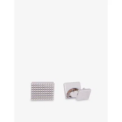 Dunhill Mens Hobnail And Reed Tile Rhodium-plated Sterling-silver Cufflinks In Metallic
