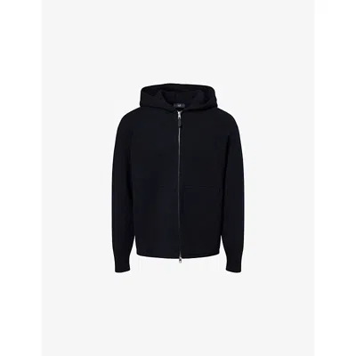 Dunhill Mens House Navy Athluxury Cotton-and-cashmere Knit Hoody In Black