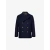 Dunhill Mens Double-breasted Notched-collar Wool Pea Coat House Navy Xl In Blue