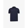 Dunhill Mens House Navy Short-sleeves Regular-fit Cotton And Silk Polo Shirt Xl In Blue