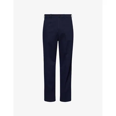 Dunhill Mens House Navy Tailored Straight-leg Cotton Blend Chino Trousers In Blue