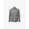 Dunhill Mens Windowpane-check Regular-fit Merino-wool Overshirt Light Grey In Gray