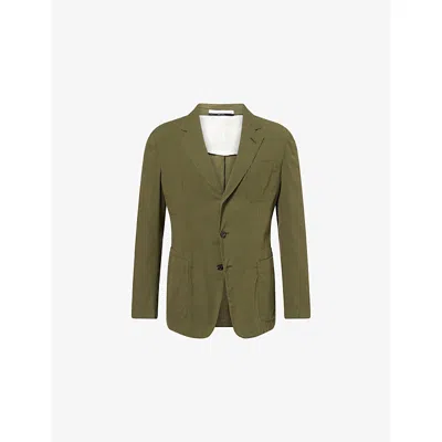 Dunhill Mens Khaki Cavendish Single-breasted Cotton And Silk Blend Blazer In Brown