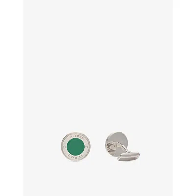 Dunhill Mens Lock Disc Silver Cufflinks Green