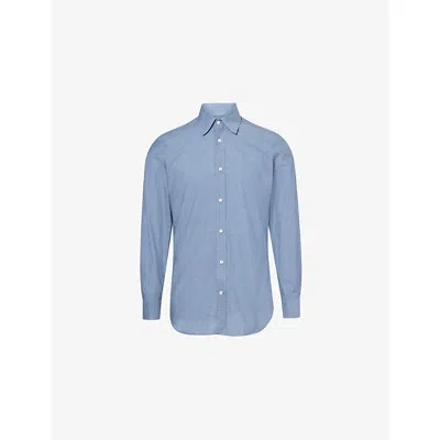 Dunhill Mens  Chambray Long-sleeve Cotton Shirt In Blue