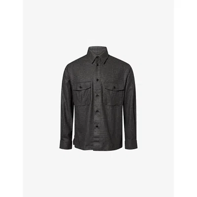 Dunhill Mens  Super 170s Glen-check Wool And Cashmere-blend Overshirt In Gray