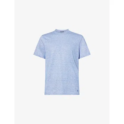 Dunhill Mens Mid Indigo Crewneck Short-sleeve Linen And Cotton-blend T-shirt Xl In Blue