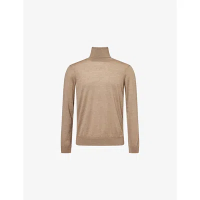 Dunhill Mens Mid Natural Regular-fit Rollneck Cashmere-knit Jumper In Neutral