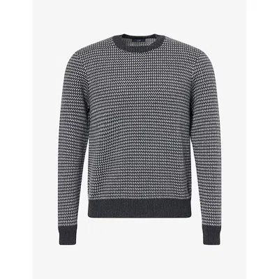 Dunhill Mens Nailhead Jacquard Cashmere Jumper Charcoal In Black