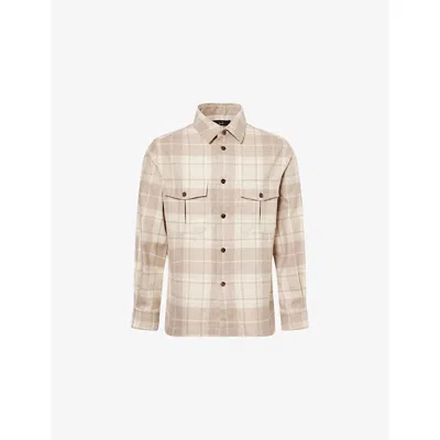 Dunhill Mens Natural Checked Flap-pocket Cashmere Overshirt In Multi
