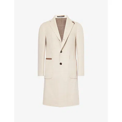 Dunhill Mens Natural Notched-lapel Wool Chesterfield Coat In Neutral
