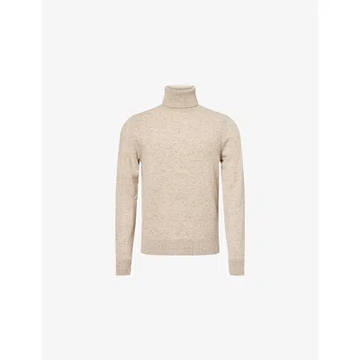 Dunhill Mens Oat Meal Roll-neck Long-sleeve Cashmere Blend Jumper Xl In Neutral