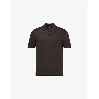 Dunhill Mens Obsidian Green Cable-knit Short-sleeves Cotton And Silk Polo Shirt