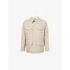 Dunhill Mens Sesame Officers Flap-pocket Cotton-and-silk Shirt Jacket Xl In Neutral