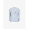 Dunhill Linen Stripe Cavendish Single Breasted Sports Coat In Pale Blue