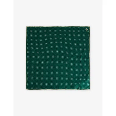 Dunhill Mens Polka-dot Silk Neckerchief Dark Green