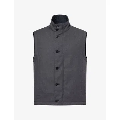 Dunhill Mens Reversible Wool And Cashmere Gilet Mid Grey In Blue