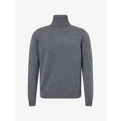 Dunhill Mens Roll-neck Cashmere Jumper Flannel Grey In Multi