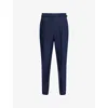 Dunhill Mens Spring Navy Double-pleated Tailored Silk Trousers In Blue