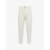 Dunhill Mens Stone Double-pleated Straight-leg Cotton Blend Chino Trousers In Gray
