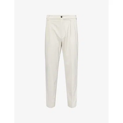 Dunhill Mens Stone Double-pleated Straight-leg Cotton Blend Chino Trousers In Gray