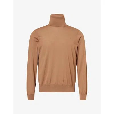 Dunhill Mens Superfine-cashmere Roll-neck Tan