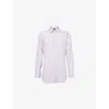 Dunhill Mens Taupe Striped-pattern Long-sleeved Cotton Shirt In White
