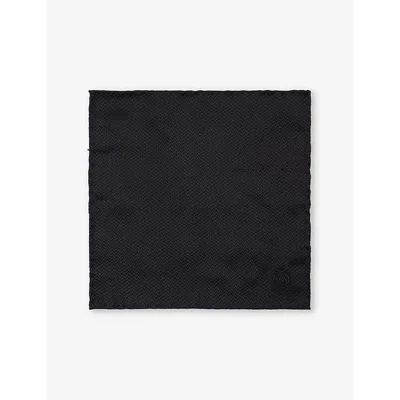Dunhill Mens Texture-weave Silk Pocket Square Black