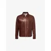 DUNHILL MENS WHISKEY TWO-WELT-POCKETS REGULAR-FIT LEATHER JACKET