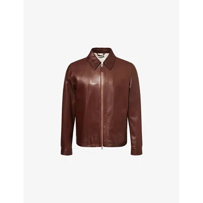 Dunhill Lambskin Blouson Jacket In Whiskey