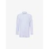 Dunhill Mens White Navy Striped-pattern Long-sleeved Cotton Shirt In Blue