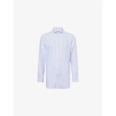 Dunhill Mens White Navy Striped-pattern Long-sleeved Cotton Shirt In Multi