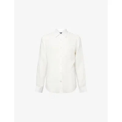 Dunhill Mens  Patch-pocket Curved-hem Linen Shirt In White