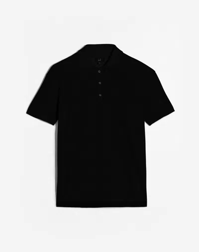 Dunhill Merino Silk Pique Polo In Black