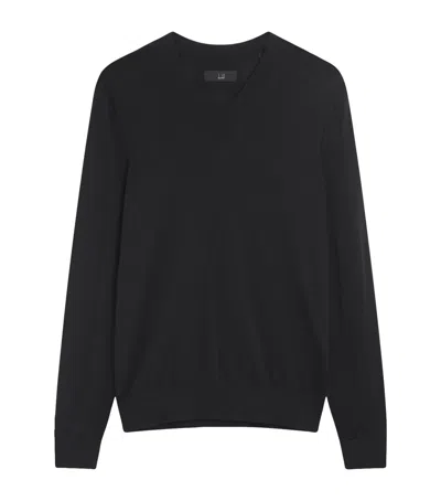 Dunhill Merino V-neck Sweater In Blue