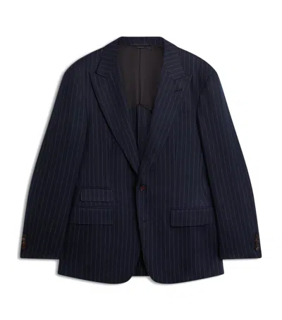Dunhill Merino Wool Chalkstripe Bourdon Blazer In Black